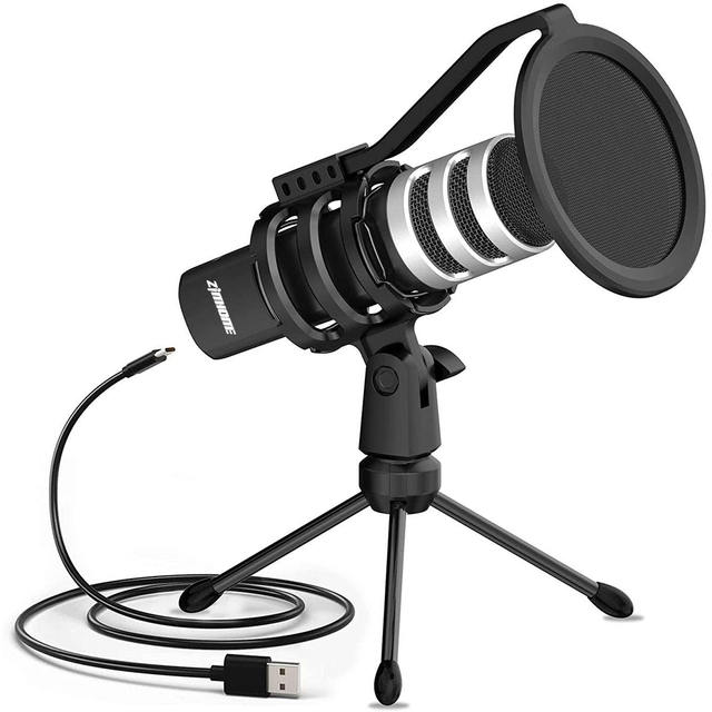 Professional OEM Factory New Cardioid Plastic Wired Podcast Recording Condenser Studio USB Microphone with Tripod Stand
