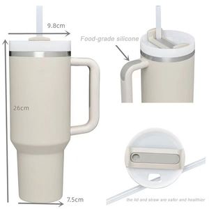 Tumbler for Car Use 40oz Stainless Steel With <b>Straw</b> Lid and Handle Vacuum Insulated Travel Mug for Daily Commute - Product Image 2