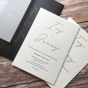 Carta goffrata per matrimonio super spessa in carta di cotone MOQ bassa da 800g con testo personalizzato - Product Image 5