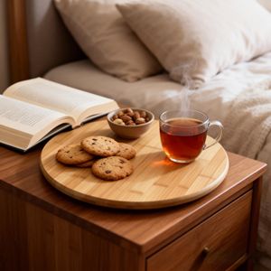 Prato Giratório de Bambu Ecológico para Servir Alimentos, Ideal para Cozinha, Sala de Estar e Mesa de Jantar - Product Image 2