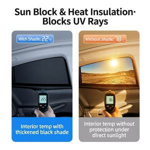 Pare-<span class=keywords><strong>soleil</strong></span> magnétique pour vitres latérales de voiture, épais, avec colle noire isolante, protection <span class=keywords><strong>UV</strong></span>, rideaux de fenêtre auto universels, pare-<span class=keywords><strong>soleil</strong></span> pliable - Product Image 2