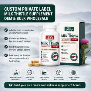 Private Label Bulk Wholesale Natural Milk Thistle Silymarin 150mg 80% <b>Liver</b> Support Antioxidant Non GMO Herbal Vegan Capsules - Product Image 2
