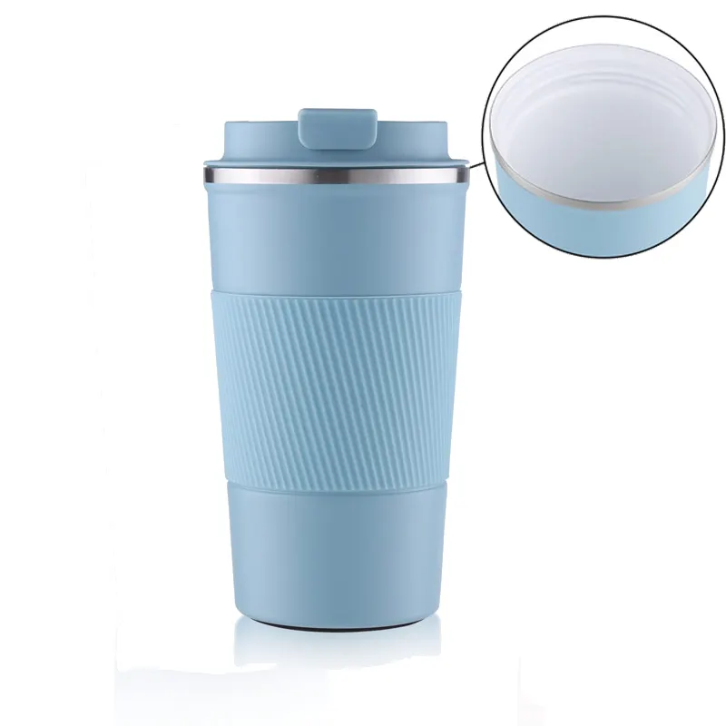 500ml Portable Leaking Proof Coffee Ceramic Inner Coating Travel Mug With Anti Slip Silicone Band