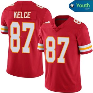Jerseys de fútbol de Kansas City para jóvenes 15 Patrick Mahomes 87 Travis Kelce 10 Pacheco Stitched Limited Jersey para NIÑOS Rojo - Product Image 3