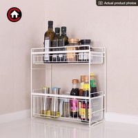 Armoire coulissante multi-usage à 2 niveaux, support de rangement sous l'évier, organisateur pour la cuisine et la salle de bain