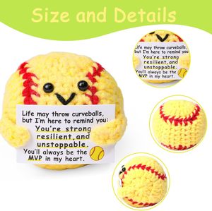 Muñeca de béisbol amarilla de ganchillo personalizable directa de fábrica, regalos de apoyo emocional de gran venta para artesanía de tela textil - Product Image 2