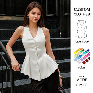 Top a Canotta Svasato in Raso Traspirante da Donna, Personalizzabile, Bianco Tinta Unita, Scollo a V, Vestibilità Slim, <span class=keywords><strong>Blusa</strong></span> Oversize per Stratificazione, Servizio OEM - Product Image 1