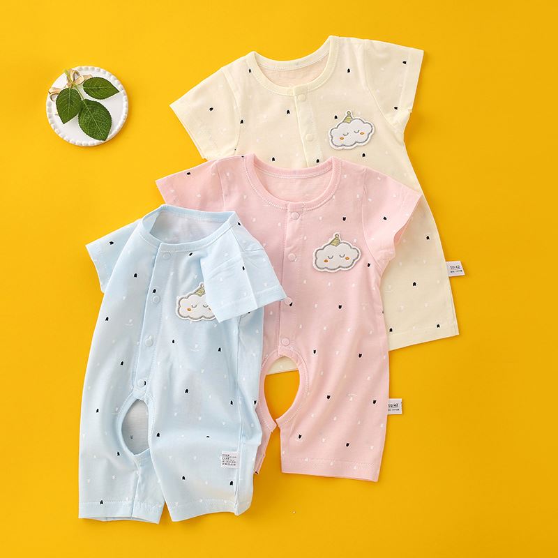 ORANGLES Toddler Girls Cotton T-Shirt Romper – Summer Short Sleeve Baby Onesie Pajama & Newborn Clothes Set - detailed closeup view - Image 3 of 4 | great for travel | Texas | Free Shipping ORANGLES