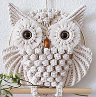 Vente Flash : Décoration Murale Nordique en Macramé Faite Main, Motif Hibou, Tissée, Rectangulaire Beige, pour la Maison