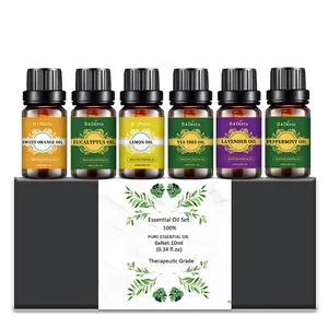 Juego de aceites esenciales de aromaterapia pura 100%, paquete de 6, 10ml, eucalipto, lavanda, hierba de limón, naranja, menta, árbol de té - Product Image 3