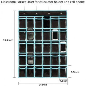 Organizador Colgante de 30 Bolsillos con Ganchos para Teléfonos y Calculadoras, Almacenamiento para Aula, 33.5x24 Pulgadas, Material No Tejido, Suministros de Oficina y Escolares - Product Image 2