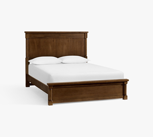 French <b>Vintage</b> Curved Rattan Bed with Wavy <b>Headboard</b> and Solid Wood Frame, Master Bedroom Double Bed - Product Image 1