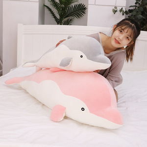 Dolphin Plush <b>Pillow</b> <b>Large</b> Stuffed Toy Pink Gray Dolphin Sleep Aid For Children Girls - Product Image 1