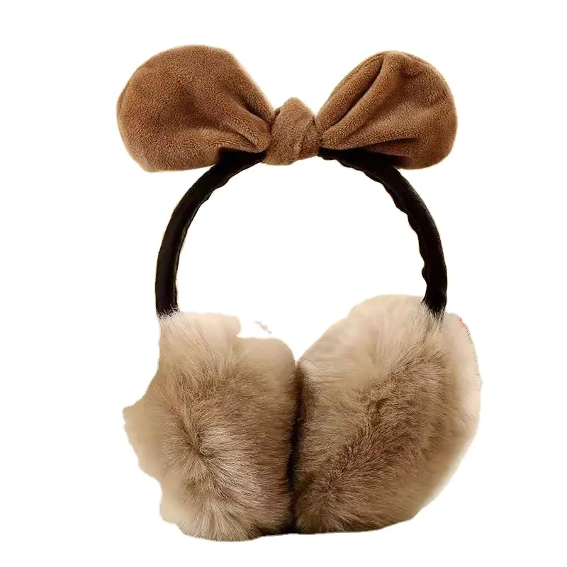 New design winter cute rabbit ear imitation rabbit hair bowknot oversized warm ear muff