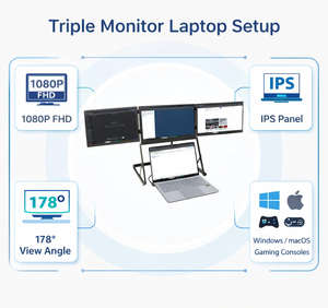 Moniteur portable IPS de voyage professionnel TriCreate 15,6 pouces 1080P FHD Type C à triple écran, sans souci après-vente, pour ordinateur portable et jeux - Product Image 6