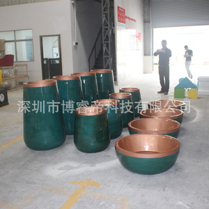 Maceta Circular de Fibra de Vidrio, Esmaltada, Clásica, Antigua, para Exteriores, Centros Comerciales, para Plantas y Flores Verdes - Product Image 2