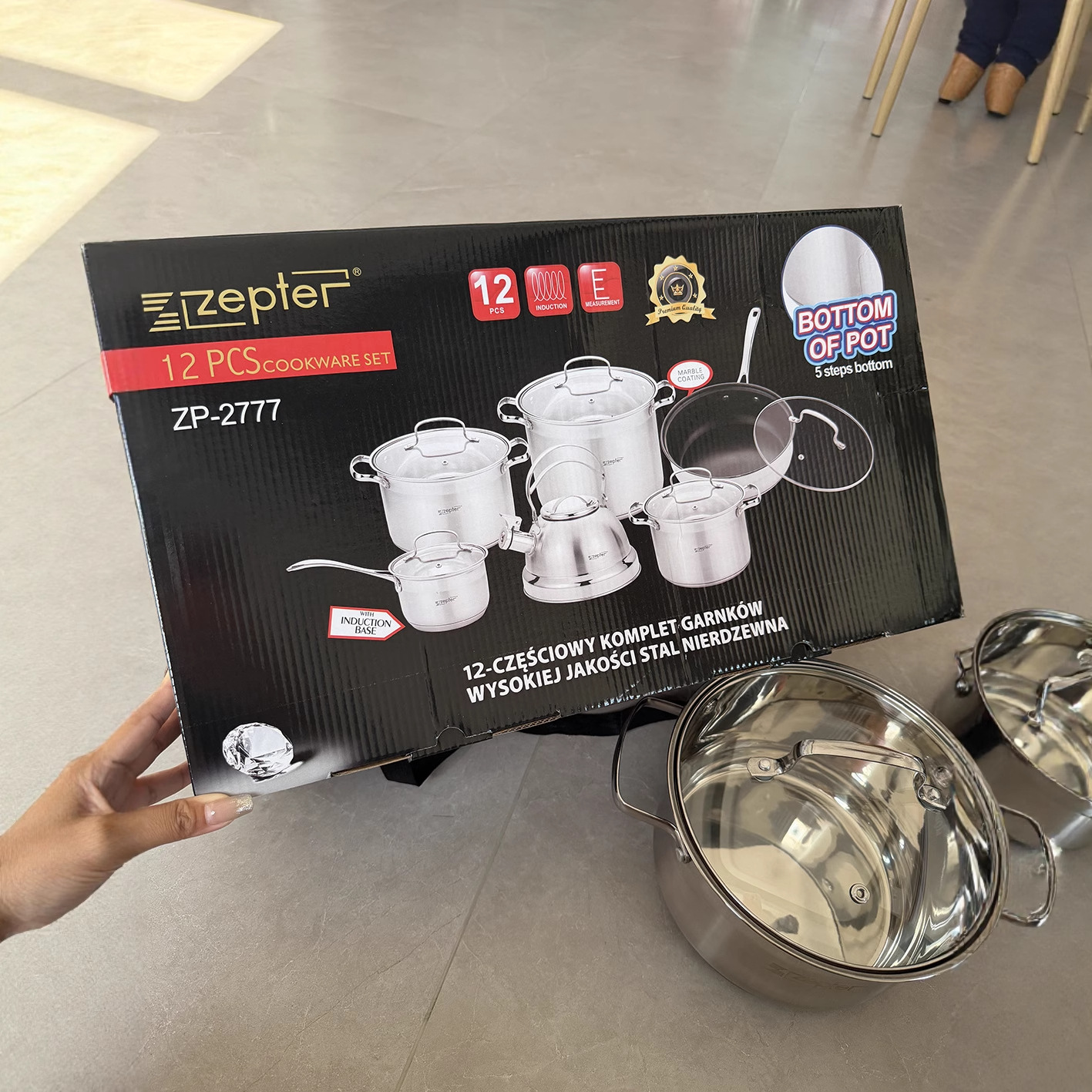 Zepter China 12-Piece 201 Stainless Steel Set Pot ZP2777 Non-Stick