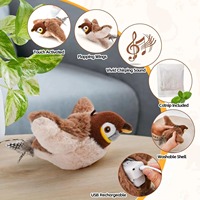 Juguete de Peluche para Mascotas Uf, Pájaro Interactivo Inteligente Recargable, Ecológico, Duradero, Activado por Tacto, con Sonido para Gatos