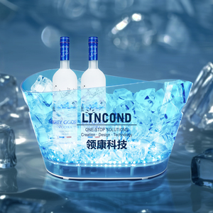 Led Acrylic xô lớn với tay cầm PJ chiếu sáng Xô đá dẫn Cooler <span class=keywords><strong>Absolut</strong></span> <span class=keywords><strong>Vodka</strong></span> dẫn xô cho hộp đêm - Product Image 1
