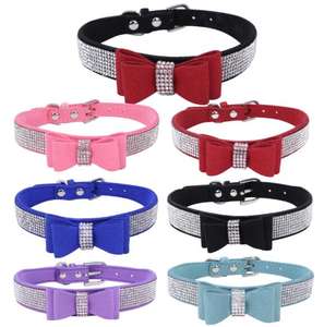 Accesorios para mascotas, <span class=keywords><strong>collar</strong></span> de cuero con nudos de lazo ostentosos para perros, productos para mascotas, pajarita - Product Image 1