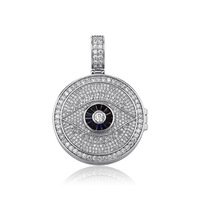 Collier avec boîte photo commémorative en cuivre plaqué or Hip Hop, œil de Dieu, personnalisé, collier de couple, collier de souvenir, dropshipping