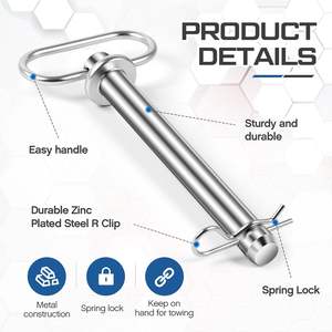 Lot de 5 goupilles et clips de remorque 3/4x6 1/4 pouces, poignées de tringle pour <span class=keywords><strong>boule</strong></span> de remorque, pour tracteur, camion, camping-car, voiture, équipement agricole - Product Image 3