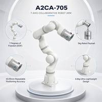 Bras robotique collaboratif, charge utile 5 kg, 7 degrés de liberté, ultra-léger, rayon d'action 653 mm, IP54, enseignement par drag-drop, servomoteur, PLC