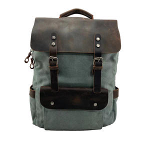 Sac à dos de travail rétro américain, sac à dos de voyage multifonctionnel en toile à blocs de couleur poivre et <span class=keywords><strong>sel</strong></span>, couleur unie B0127 - Product Image 5