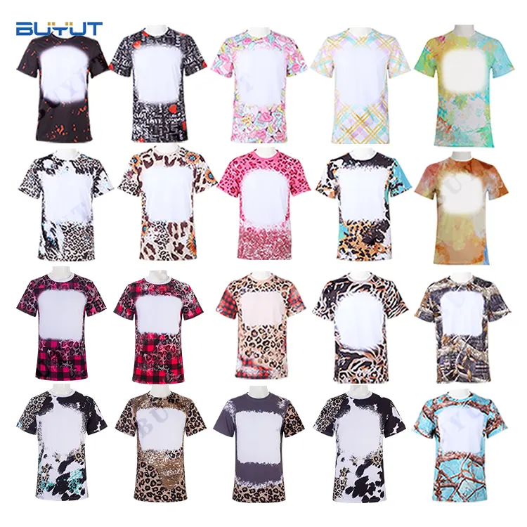 Newest RTS Pattern Printed Tees Tie Dye Sports Wear Men Sublimated T Shirt Sublimation Blank Faux Bleached Polyester T-shirt
