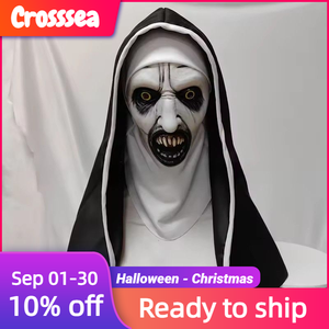 Maschera in Latex da Suora Malvagia con Copricapo, Costume Spaventoso per Halloween, Accessorio per Casa Stregata - Product Image 1