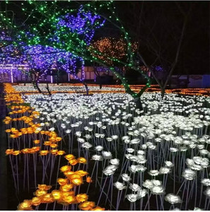 Vendita calda rosa artificiale mare difesa esterno aiuola decorativa luce led <span class=keywords><strong>fiori</strong></span> <span class=keywords><strong>di</strong></span> seta - Product Image 1