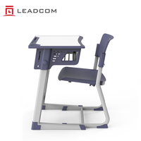 Ensemble bureau et chaise d'école réglables en hauteur Leadcom L-E11, table et chaise en plastique PP pour élèves des classes primaires et secondaires