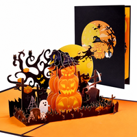 Nouvelle carte pop-up 3D Halloween 2026, citrouille effrayante découpée au laser, carte de vœux artisanale pour enfants, amis et famille