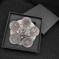 Dés à rouler polyédriques en alliage de zinc gravés en relief avec motif éclaboussures de sang, finition argent antique, pour jeux de rôle de table D&D et RPG