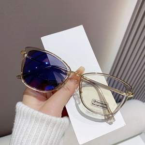 Lunettes de soleil œil de chat HL-95290 pour femmes, monture en métal TR, verres PC, anti-lumière bleue, protection UV400 classe 2, couleur noire - Product Image 2