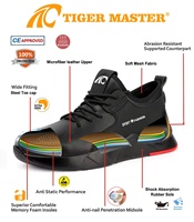 Chaussures de sécurité pour hommes Tiger Master en cuir microfibre, avec embout en acier, anti-perforation, antidérapantes, résistantes à l'huile, semelle en caoutchouc