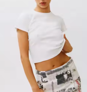 Özel beyaz % 100% pamuk bebek Tee Y2K mahsul Tops kadınlar için süblimasyon seksi T-Shirt nefes yaz için yüksek kalite düz üst - Product Image 6