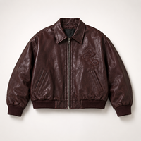 Veste Bomber Universitaire Personnalisée en Cuir Brodé, Couture Haute Densité, Veste Bomber de Luxe pour Hommes, Manteau OEM