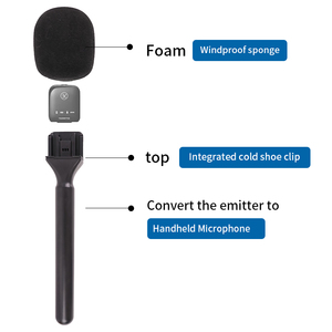 Micrófono inalámbrico Kaliou, palo de mano, Clip fría integrado de Zapata, compatible con DJI MIC <span class=keywords><strong>RODE</strong></span> <span class=keywords><strong>GO</strong></span>, mango de micrófono de espuma para entrevistas - Product Image 3