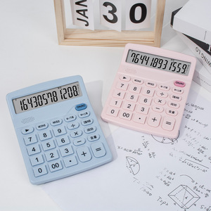 Solar Powered <b>12</b> Digit Calculator Blue Plastic Office Student Arithmetic Calculator - Product Image 1
