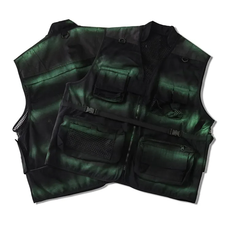 Ready To Ship Mens Tie Dye Vest Custom Hiking Utility Cargo Vest