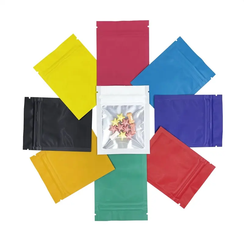 7X9Cm 1G Matte Kleuren Zip Lock Bag Met Clear Window Frosted Plastic Kleine Zakjes Verpakking 9 kleuren