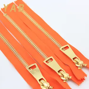 Garment Metal Zipper YAB Selected Products Decorative Closed-End Garment Gold Metal Brass Zipper