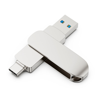 Nueva Memoria USB 3.0 de Metal de 64 GB, 128 GB, 256 GB con Puertos Duales USB Tipo-C y USB-A, Garantía de 3 Años para Teléfono Móvil y PC