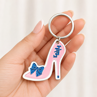 Pendentif Chaussure à Talon Haut pour Femme en Émail Rose avec Incrustation de Diamants, Accessoire Breloques Sociales JJ, Bijou Anniversaire pour Membre de Sororité Jack Jill