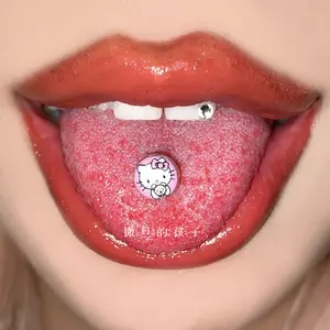 Punk Spicy Girl Body Piercing jewelry Hello Kitty Cat Tongue Ring Dropping Oil Tongue Nail