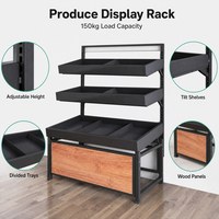 Metaal producten displayrek fruit groente standaard verstelbare hoogte kantelbare planken 150kg draagvermogen voor supermarkt fruitwinkel