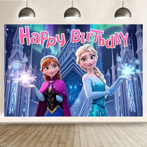 Tema congelato Elsa principessa sfondo sfondo sfondo ragazza congelata sfondo decorazioni festa di buon compleanno forniture - Product Image 5