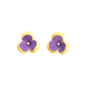 Pendientes de Moda con Diseño de Flor Morada en Acero Inoxidable 316L con Baño de Oro PVD y Centro de Diamante - Product Image 2