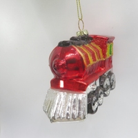 Hiasan Gantung Pohon Natal Bentuk Kereta Api Mutiara Cantik Merah Kuning Hijau Ornamen Kaca Figurine